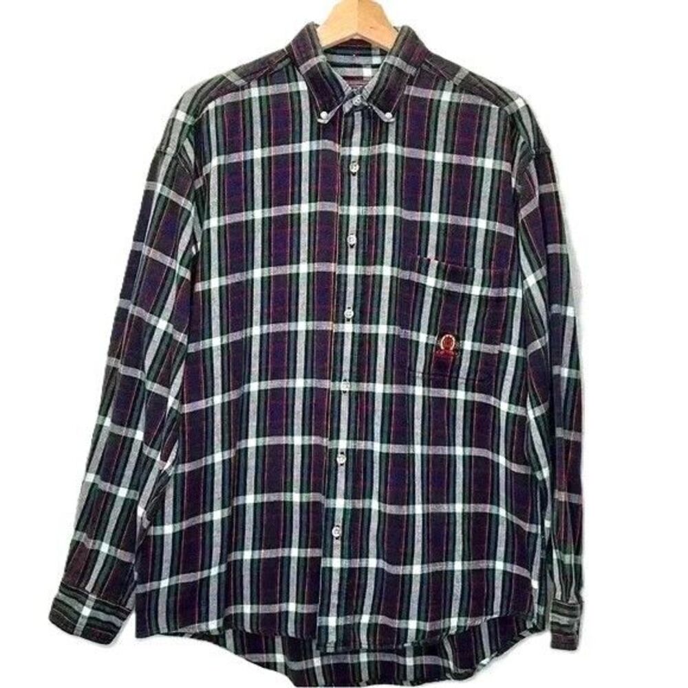 Mountain Trails Mens Plaid Button Up Top Size Large
